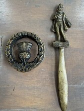 Antique Scottish Thistle Wreath Door Knocker & Pecksniff Brass Letter Opener picture