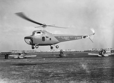 1940s Helicopters - Bell Helicopter in flight ca 1947 Historic Old Photo picture