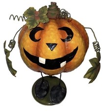 RARE Bouncy Springy Metal Jack O Lantern Pumpkin 13.5