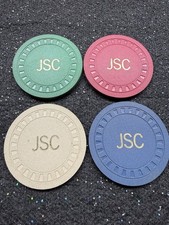Vintage JSC Casino Clay Poker Chips Lot Of 4. Ponderosa Club. Bend, Oregon. picture