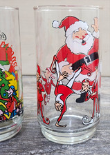 MINT  Vtg 1980s Libbey Coca Cola Christmas Santa Glasses Pair McCrory Promo Set picture