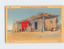 Postcard Chili (Red Pepper) Drying in Front of an Adobe Home, Arizona picture
