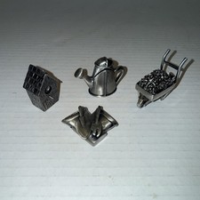 Vintage Pewter Gardening Themed Figurines.  Heavy Pewter.  Set Of 4 picture
