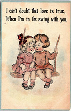 Vintage Comic Postcard Swing Romance Humor Children Chilhood Crush Card picture