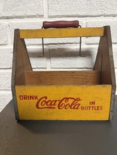 #5407 Vintage Original Wooden 6 Pack Coca Cola Bottle Carrier. picture