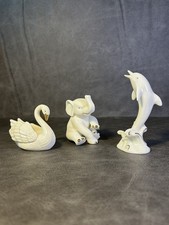 Lenox Ivory & Gold Animal Trio Swan Elephant Dolphin Figurines With Box 24k Gold picture