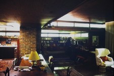 c1970's 35mm Slide, Mid Century Modern Living Room Interior, Brick Fireplace picture