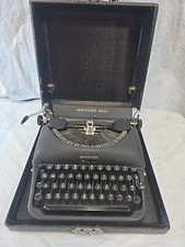 1948 REMINGTON RAND Deluxe Model 5 Black Portable Manual Vintage Typewriter Case picture