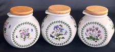(3) Portmeirion 10oz BOTANICAL GARDENS Spice Jars; Cyclamen, Sweet Pea, & Pansy picture