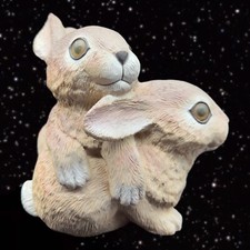 Chubby Rabbit Bunny Figurine Sitting Resin Statue Garden Yard Ornament Bunnies picture