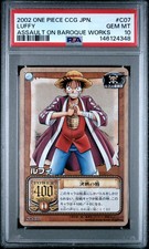 2002 BANDAI ONE PIECE CCG JAPANESE ASSAULT ON BAROQUE WORKS #C07 LUFFY PSA 10 picture