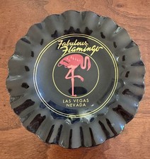 Fabulous FLAMINGO CASINO  LAS VEGAS NV Ashtray Hotel Scalloped Edge Smoked Glass picture