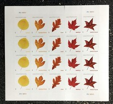 USPS Vibrant Leaves Postcard Sheet of 20 POSTAGE STAMPS picture