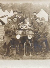 RPPC WW1 Soldiers Group Pic Postcard c1915 Tents Bugles picture