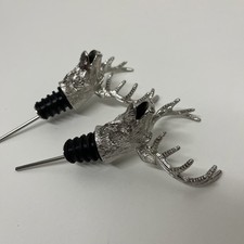 2 ~ Jagermeister Stag/Elk/Deer Head Metal Bottle Pour Spout Stopper Collectible picture
