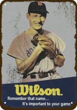 1945 RED SOX TED WILLIAMS & Wilson Sporting Goods DECORATIVE REPLICA METAL SIGN picture