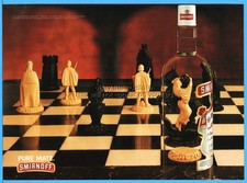 1997 Smirnoff Vodka Chess Set White Queen Kissing Black Knight Board Photo Ad picture