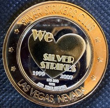 ⭐️SILVER STRIKERS CLUB CASINO RARE Limited Edition 999% .6 Oz Pure Silver Strke picture