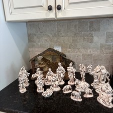Vintage Atlantic Mold Nativity Set 17 Piece Ceramic Figures w/ Stable Christmas picture