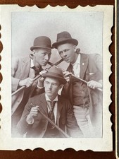 Two Antique Cabinet Photos Of Men / Male Friends Drinking & Playing gay int picture