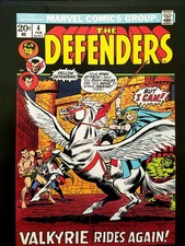Defenders #4 w/ Valkyrie by 11x14 FRAMED Art Print, Vintage Marvel Comics picture