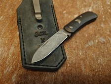 Javi Garcia Mini Zulu Slipjoint Custom Titanium Damascus Knife With Sheath  picture