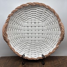 VTG Italian European Ceramiche Castellan White Hand Woven Terracotta Basket 14” picture