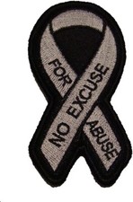NO EXCUSE FOR ABUSE Domestic Violence Ribbon PATCH -  picture