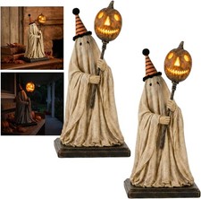 Lighted Vintage Ghost Figurine Halloween Pumpkin Star Statue Decor Light Up 1Pc picture