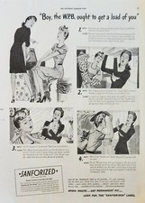 1943 Sanforized Pre Shrunk fabrics Vintage Ad Boy WPB ought to get a load of you picture