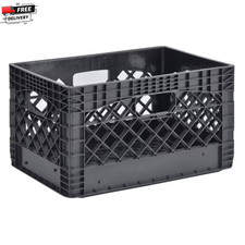 Juggernaut Storage 24QT Plastic Heavy-Duty Milk Crate, Black  picture