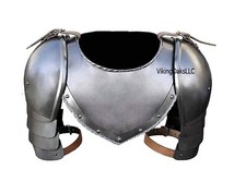 Medieval Iron Gorget & Spaulders Set – Viking Crusader Pauldrons Armor picture