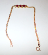 Vintage 3-Stone Burma Ruby bracelet in 14 K, 7.24 in picture