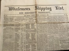 1862 antique CIVIL WAR WHALEMEN'S SHIPPING LIST NEWS new bedford M11 sperm whale picture