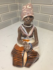 Vintage 1979 Elizabeth Rowland South Africa Studio Ceramic Sculpture Xhosa Woman picture