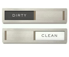 Dishwasher Magnet Clean Dirty Sign, Premium Stainless Steel Black and White picture