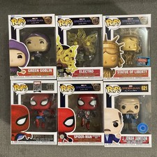 Set Of 6 Spider-man Funko Pops. *The 2 Spider men Are Damaged* picture