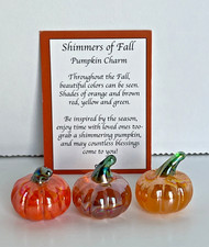 Ganz Set of 3 Glass Mini Shimmer Pumpkin Figurines 3/4