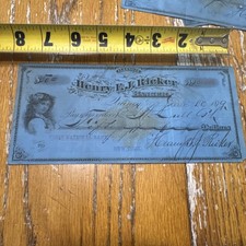 Henry Ricker Banker Quincy IL 1879 Bank Check 1 Per Order RN-G1 picture