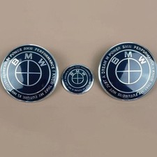 3Pc 82mm Car Front Hood Emblem 82mm 45mm Steering Badge B-M-W E60 E39 E34 E46 picture