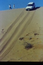 c1990's 35mm Slide, Toyota Land Cruiser 80 Series Off Road Sand Dune desert blue picture
