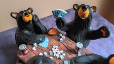 Vintage, Limited Edition BEARFOOTS Sculpture. “Card Sharks” NIB picture