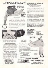 M L Leddy Bros Boot & Saddlery Feather Western Horse Saddle Vtg Mag Print Ad picture