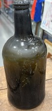 Antique 18th Century Free‑Blown Black Glass Bottle Broken Pontel 1790–1820 picture