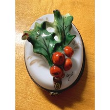 Vintage Chamart Limoges France Hand Painted Christmas Trinket Box picture