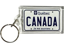 Quebec Canada License Plate Acrylic Rectangular Souvenir Keychain 2.5