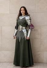 ZAIN Medieval Female Knight Armor Set Handmade Silver Chainmail LARP Cosplay picture