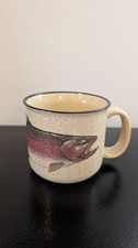 Vintage ORVIS Geoff Hager Speckled Rainbow Trout Fish 1997 Ceramic Mug EUC picture
