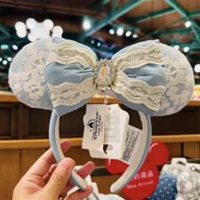Authentic Shanghai Disney Minnie Mouse Ear Cinderella Blue Headband 2024 NEW picture
