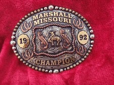 BRONC RIDING CHAMPION PRO RODEO☆MARSHALL MISSOURI ☆1992☆RARE☆TROPHY BUCKLE☆275 picture